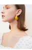 Boucles d'oreilles bohème en résine jaune/verte pour femmes, en forme de C, rondes en acrylique, Bijoux géométriques, cadeaux