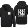 Sweats à capuche pour hommes GAME OVER Mariage Mariage Drôle Hommes Polaire Manches Longues Fermeture À Glissière Veste À Capuche Cardigans Homme Hip Hop Sweat Streetwear