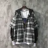 Herren Hoodies Sweatshirts Männer Emo Harajuku Mode Herbst Alt Mit Kapuze Kragen Plaid Nähte Sweatshirt Japanischen Hoodie Kordelzug Übergroßen 221121