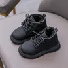 Buty zimowe dzieci śnieg boys skórzane buty moda solidny kolor ciepły córeczka bawełniana niemowlę dzieci kostki 221122