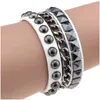 Manchet Rivet Bracelet Mtilayer PU lederen manchet armbanden bezaaid kettingpolspolsport Sport Rock verstelbare drop levering sieraden DHQX4