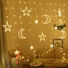 Juldekorationer Ljus EU 220V Moon Star Lamp LED String Decoration For Home Indoor Wedding LED Gardin Holiday Decor 221122