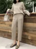 Womens Two Piece Pants REALEFT 2 Pieces Sets Warm Knitted Tracksuit Autumn Winter ONeck Sweater and Casual Harme Pullover Suits 221122