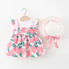 Одежда наборы 2PEECE Summer Set Corean Fashion Print без рукавов хлопковые детские платье принцессы рожденные маленькие девочки платья sunhat bc022