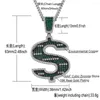 Collane con ciondolo Hip Hop Micro pavé di zirconi cubici Iced Out Bling Green US Dollar Symbol Collana con pendenti per uomo Rapper Jewelry