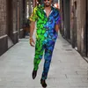 Męskie bluzy bluzy krótkie koszulę z krótkim rękawem Topstrousers Men 2pcs Set Suit 3D Chic HARAJUKU DRINTAGE DRUKOWANIE SUME STABY STRIGAN STRIGAN 221122