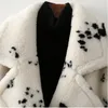 Женское меховое пальто из искусственного меха, женское зимнее теплое пальто из искусственного меха из овечьей шерсти, свободное пальто с длинным принтом, модная повседневная ветровка 221122