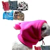 Abbigliamento per cani Cappello caldo per cani Berretto per animali di colore puro con piccola palla per capelli Abbigliamento Cappelli Dstring Regolazione Inverno Casual Stampa leopardata Animali domestici He Dhmmq