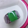 Cluster-Ringe Ankunft echte natürliche Jade Ring 925 Silber eingelegt Mode Hochzeit