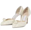 Zapatos de vestimenta de novia Sandalias Tacones altos elegantes Sacora Sacora Pearls Cuero Marcas de lujo Mujeres Caminando con caja EU35-42