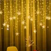Świąteczne dekoracje światła Rok Garland LED Płatka śniegu Wróżka kurtyna do pokoju wakacyjna wystrój domu 221122