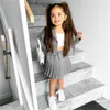 Clothing Sets 3Pcs Kids Girls Clothes Children Solid Color Long Sleeve Jacket Vest Pleated Skirt College School Style Baby Outfit 1-6Y