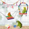 Autres fournitures pour animaux de compagnie 11 Pcs Oiseau Perruche Jouet Balançoire Suspendue Debout Jouet À Mâcher Hamac Escalade Échelle Cage À Oiseaux Coloré Jouets 221122