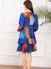 Casual Dresses 2022 Spring Summer Fashion Designer Ruffles Dress Women Matching Color Long Sleeve High Street Quality Pleated Hihg