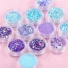 Nail Glitter 12pots/Set Mermaid Half Pearls Star Moon Laser paljetter Glitters Art Decorations 3D Manicure UV Gel Polish Diy Accessory