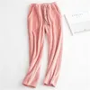 Pantalon femme 2022 automne hiver grande taille femmes épaissir chaud flanelle pour rose longue ajouter velours pantalon taille élastique vêtements de nuit WZ938