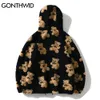 Jackets masculinos Gonthwid Fleece Hooded Streetwear casual Harajuku Hip Hop Mulheres Moda Moda Urs