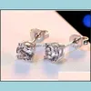 Stud Zircon Diamond Stud örhängen Sier Crystal Women Wedding Ear Rings Fashion Jewelry Gift Delivery Dhufd