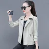 Casado de couro feminino Casaco feminino Spring Autumn Fashion Casual Motorcycle Jacket Top Skinny Girl Zipper Motocicle Jackets