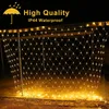 Dekoracje świąteczne kurtyna światło LED String Net siath 3x2m 200Led UE 220V Party Wedding Rok Garland Outdoor Decoration 221122