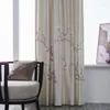 거실을위한 커튼 아메리칸 국가 핑크 복숭아 꽃 자수 모방 실크 커튼 창 처리 침실 관습