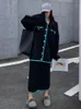 Tvådelad klänning xitao svart stickning set vinter casual bågficka dekorera tröja lösa kjolstycken fbb1363 221122
