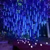 Decorações de Natal 32/24/12 Tubos 30/50cm LED METEOR SHOW SHOUS Fairy String Garland Lights Lights Outdoor Wedding Street Garden 221122