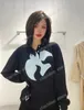 Xinxinbuy 남자 디자이너 티 t 셔츠 자카드 작은 평화 비둘기 뜨개질 긴 소매 면화 여성 그린 블랙 화이트 레드 XS-XL