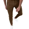 Men's Tracksuits Fashion Hoodies Sweatshirt Men Slim Fit Plaid Print Zipper Casual Fashion Long Pants Trousers 221122