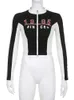 Vestes pour femmes Sweetown Zip Up Slim Moto Biker Racing Femmes Contraste Patchwork Patchwork À Manches Longues Manteaux Courts Y2K Vêtements D'automne 221122