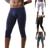 Mutande Uomo Seta di ghiaccio Lunghezza allungata Fitness Corsa Pantaloncini sportivi Pantaloni intimi Mutandine lunghe al ginocchio da uomo