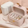 Mini Portable Jewelry Box Jewelry Organizer Display Travel Rings Holder Boxes PU Leather Earring Storage Case Wedding Gift Packaging