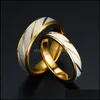 Bandringar rostfritt st￥l guldlinje ring band finger par ringar f￶r kvinnor m￤n mode smycken droppleverans dhnhv