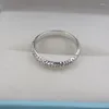 Klusterringar Pure Solid 18K White Gold Ring Women Luck Full Star Band 2,5 mmw 0,7-1g US5-9