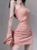 Designer klänningar högkvalitativa mode casual womans kläder för stickad hängslen klänning långärmad sjal cardigan sexig set lousis vouton väskor 211