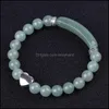 Beaded Strand 8Mm Green Aventurine Agate Rose Quartz Tiger Eye Heart Charm Bracelet Natural Stone Bead Bracelets Women Fashion Jewel Dhr8H