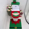 Couvertures de siège de toilette Couvrons en 4 pièces de neige Santa Santa Reindeer Elfe Set Set Christmas Decorations Bathroom 2023