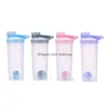 Bouteilles d'eau Bouteilles en plastique Shaker Monocouche Handheld Seal Airtight Highcapacity Shaking Cup Fashion Portable Avec Different Co Dhdxr