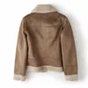 Damesleer Faux Vrouwen Winter Shearling Sheepskin Fake Jackets Lady Dikke Warm Suede Lambs Motorfiets Bruine Lagen Mujer Chaqueta 221122