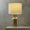 Table Lamps E27 Glass Lamp Modern Design LED Light Fabric Shade Base Decoration Apartment