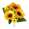 Decorative Flowers 13 Heads Sunflower Flower Bouquet Artificial Daisies Wedding Plant Accessories Room Home Decor Decoration Gift