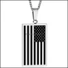 Pendant Necklaces Stainelss Steel American National Flag Pendant Necklace Gold Chains Tag Necklaces For Women Men Hip Hop Fashion Je Dhgd7