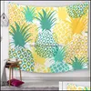 Arazzi Serie di ananas Serie murale appeso a tappeti per le piante di stampa personaggi da spiaggia in fibra di poliestere donne yoga tappetino domestico casa de dhroo