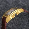 남자 시계 40mm 골드 스테인리스 스틸 다이얼 가죽 스트랩 접이식 버클 루미운 방수 거울 럭셔리 디자이너 손목 시계 Montre de Luxe Watches