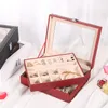 Sacchetti per gioielli Scatola in PU a doppio strato con anelli di lusso in vetro trasparente Orecchini Custodia per esposizione Organizzatore per gioielli da donna