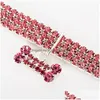 Dog Collars Leashes Doggy Collar Three Row Elastic Force Rhinestone Pet Collars Cats Dogs Ornaments Artificial Diamond Pets Chain Dhlyf