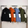 23SS Sonbahar Taş Erkekler Yarım Zip Sweatshirt Hoodies Adası İşlemeli Yuvarlak Rozet Logo Stand Yakası Düz ​​Renkli Ceket Kazak Sweatshirt 610 04