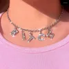 Choker Ins Girls Angel Necklace 26 Letter DIY Name Women Initial Harajuku Punk Stainless Steel Chain Collares