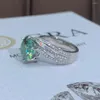 Anelli a grappolo Serenity Day 5ct Green Moissanite Ring Pass Penna Diamond S925 Gioielli raffinati in argento sterling per regalo di nozze di lusso
