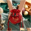 Christmas Decorations Christmas Decor Gift Bag Creative Design Red Green Apple Candy Box Storage Flannelette Dstring Decorations For Dhhui
